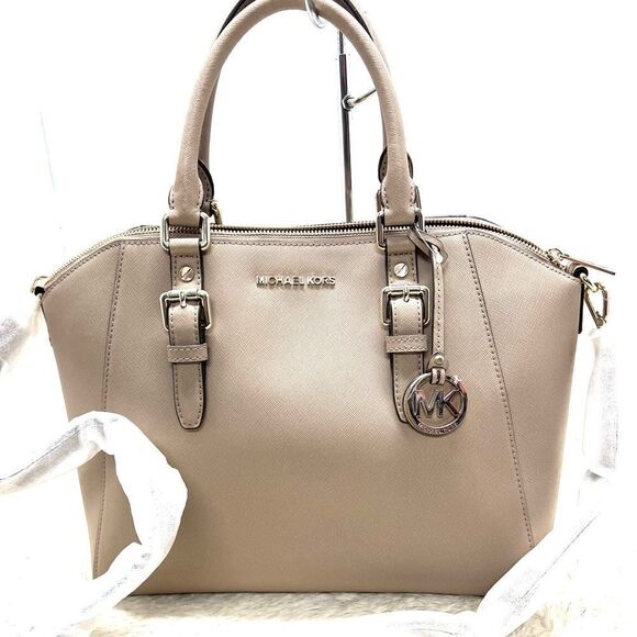 🍀🌷NWT! || Michael Kors CIARA Satchel Handbag Large Truffle Msrp:$428.00 - Picture 1 of 7